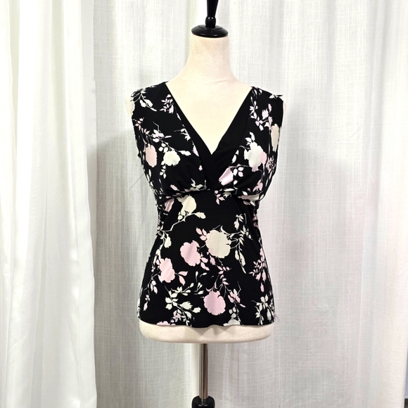 j.t.b. Tops - 2/$30 j.t.b. Y2K Floral Black and Pink Babydoll Sleeveless Women's Top Size M
